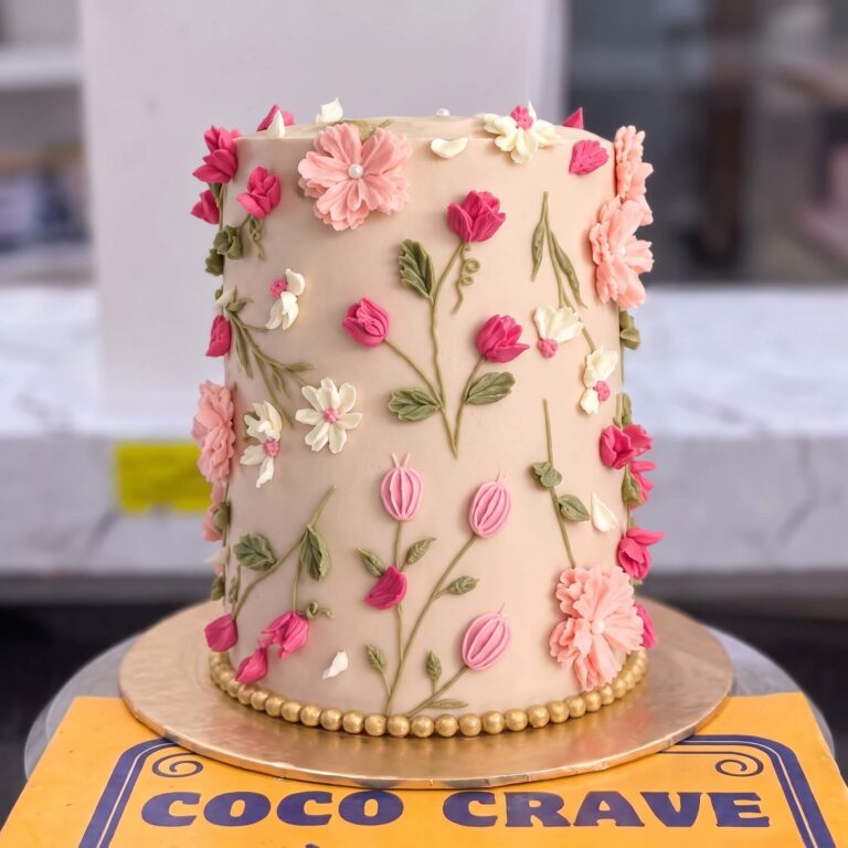 Blush Daisy Embroidered Buttercream Cake in Lahore
