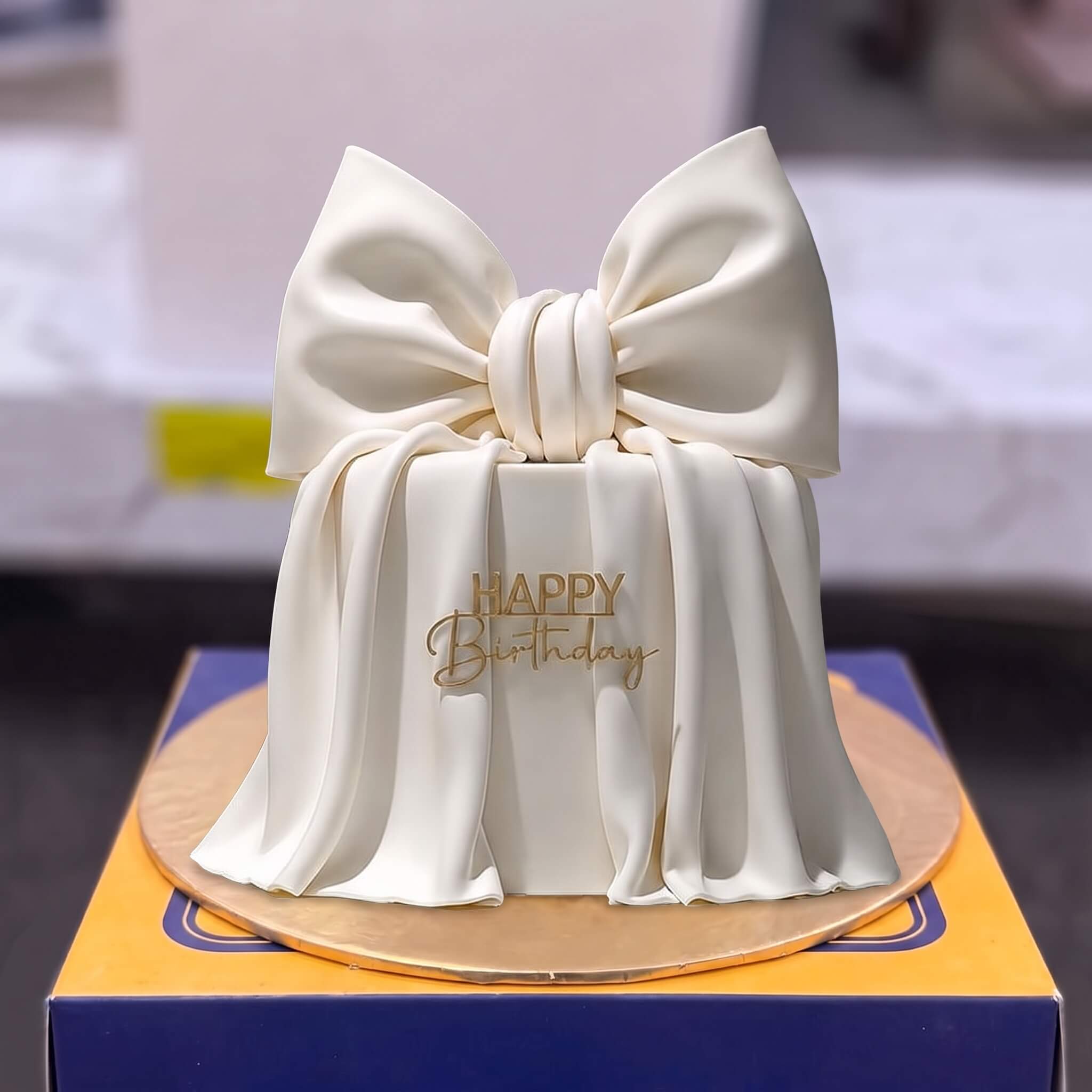 White Bow Fondant Birthday Cake in Lahore White Bow Fondant Birthday Cake in Lahore — CocoCrave Lahore