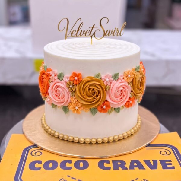 White Rose Buttercream Cake in Lahore