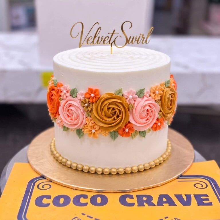White Rose Buttercream Cake in Lahore