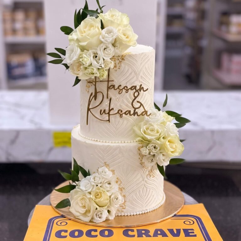 Ivory & Gold Fresh Rose Two Tier Cake IV in Lahore