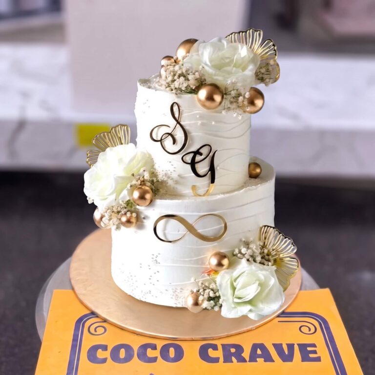 Ivory & Gold Fresh Rose Two Tier Cake II in Lahore