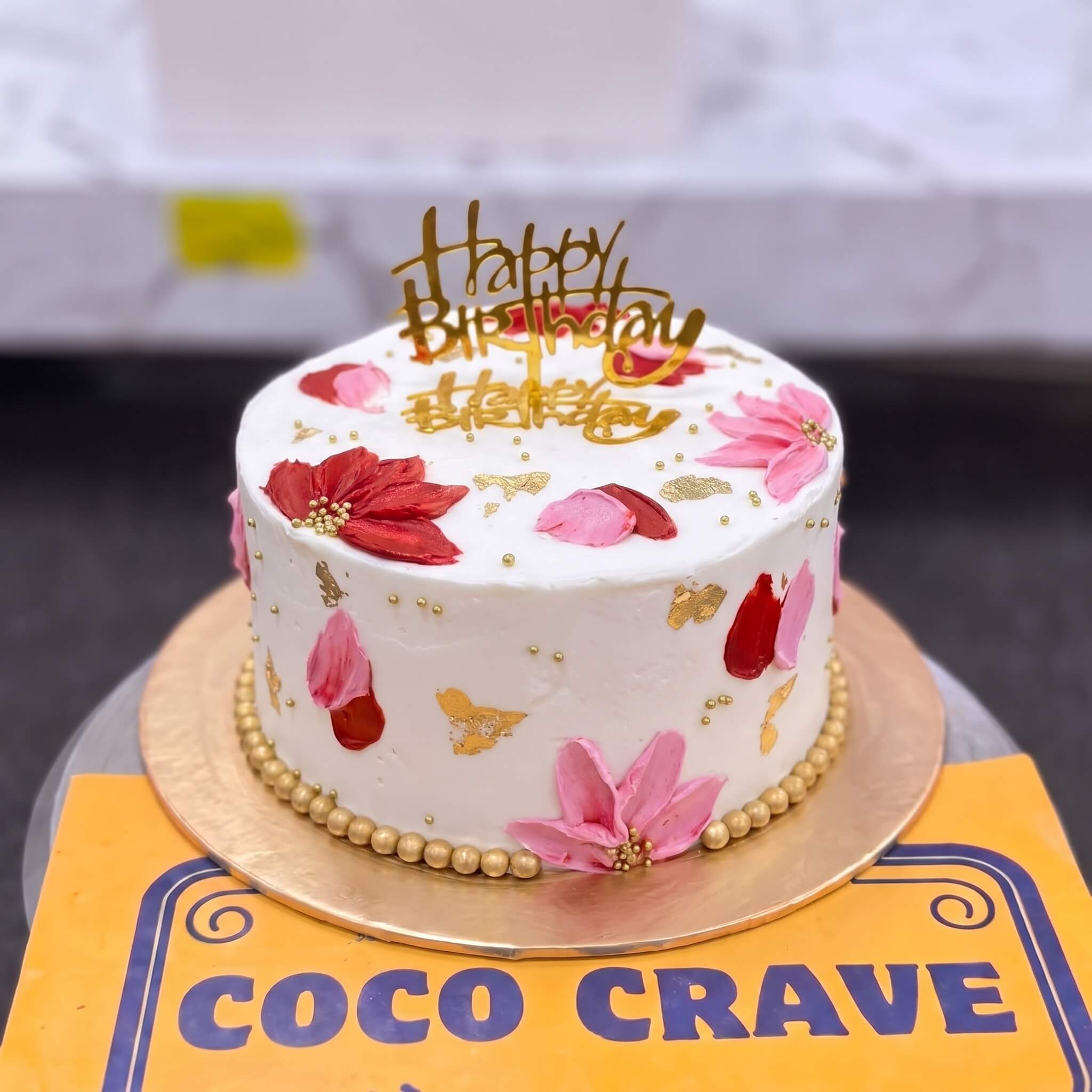 Red Painted Buttercream Birthday Cake in Lahore Red Painted Buttercream Birthday Cake in Lahore