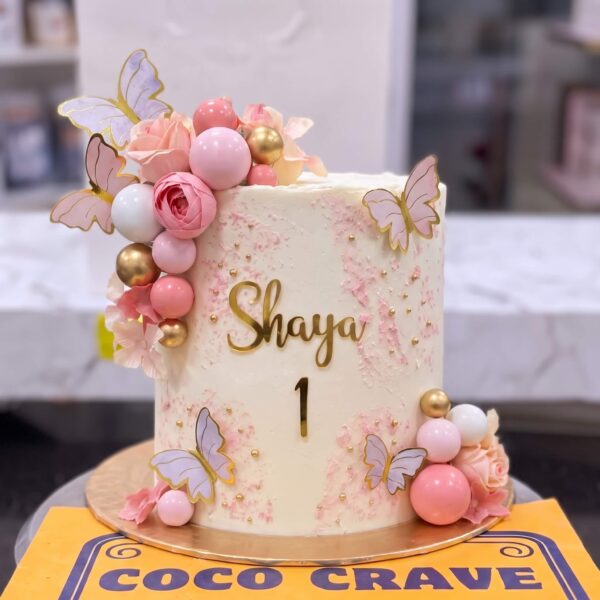 Blush Rose Sugar First Birthday Cake in Lahore
