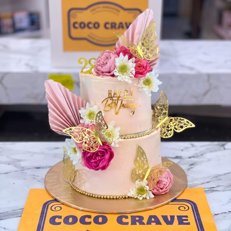 Blush Rose Fresh Flower Two Tier Birthday Cake in Lahore