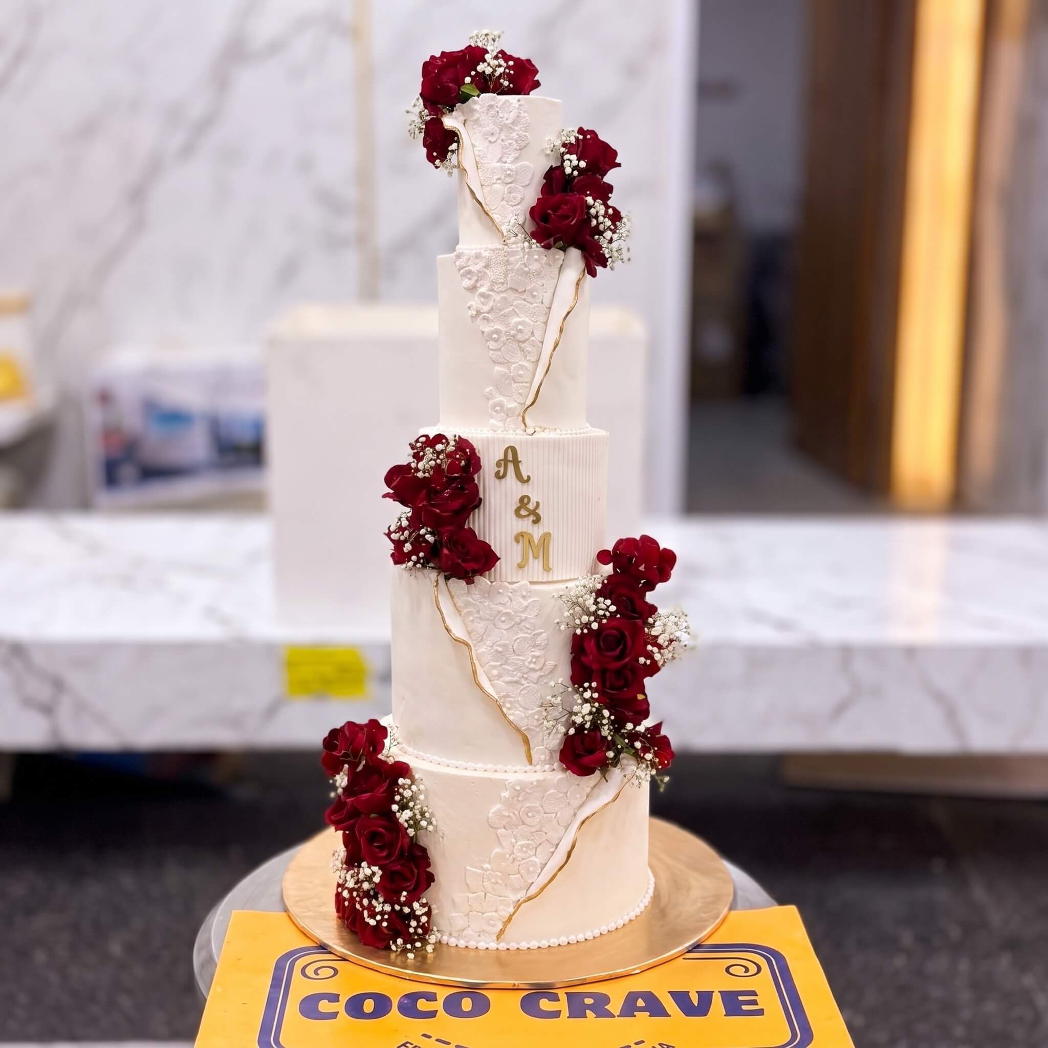 Red Fresh Rose Five Tier Cake in Lahore Red Fresh Rose Five Tier Cake in Lahore