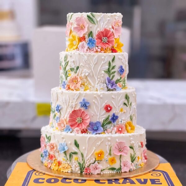 Pastel Wildflower Buttercream Four Tier Cake in Lahore